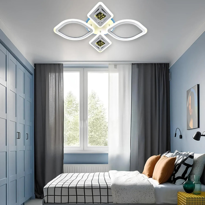 Потолочная светодиодная люстра 110W с пультом Valeso на четыре плафона 3000-6000К белая IP20 V 2134-2 2