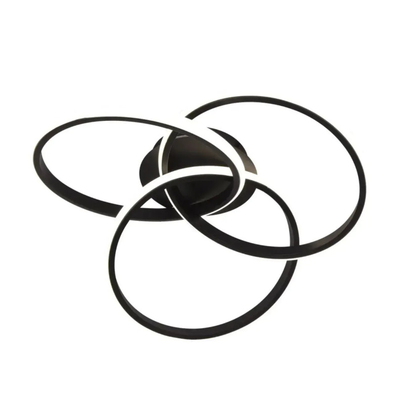 Потолочная светодиодная люстра 48W Interees на три плафона 3000-6400К с пультом черная IP20 V LCD3003 B