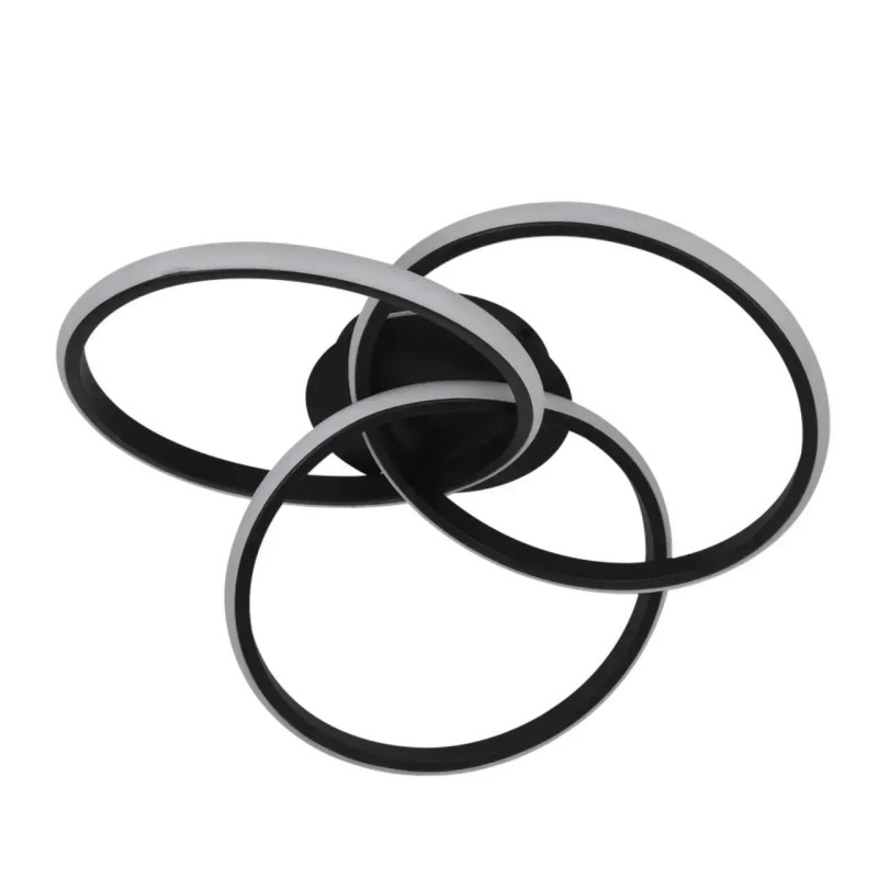 Потолочная светодиодная люстра 48W Interees на три плафона 3000-6400К с пультом черная IP20 V LCD3003 B