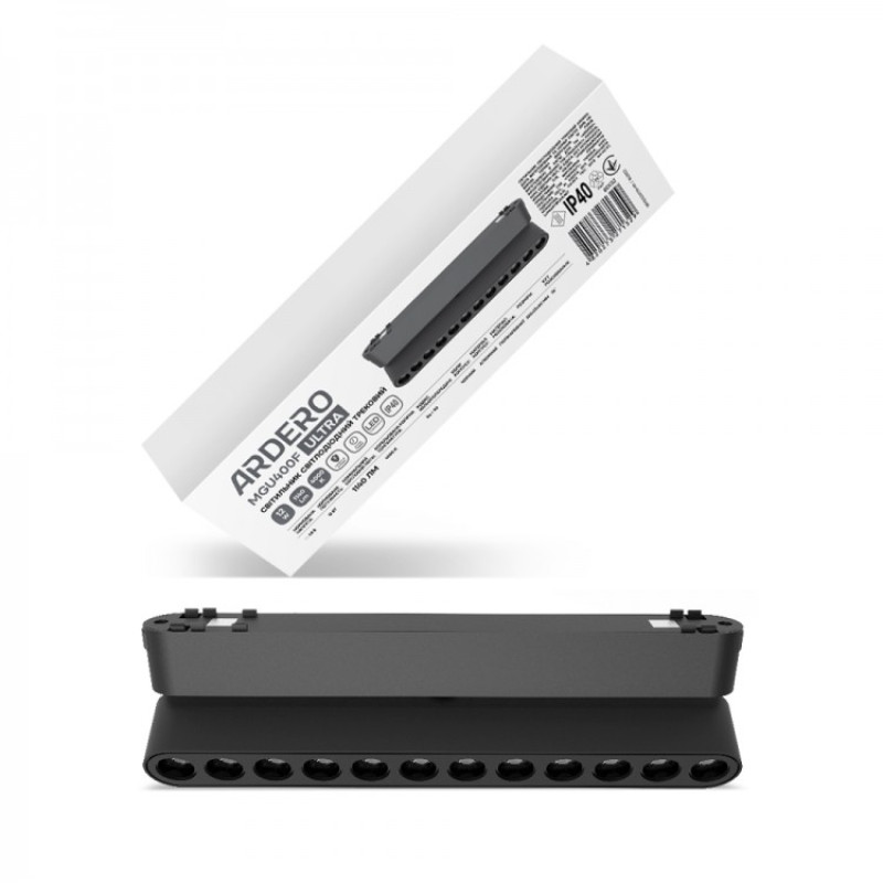 Магнітний трековий світильник ARDERO MGU400F ULTRA 12W 4000К чорний 80132