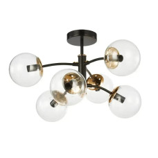 Стельова люстра Interees на шість прозорих плафонів під лампу Е27 чорна/золото V 70275-3+3 BK+FG