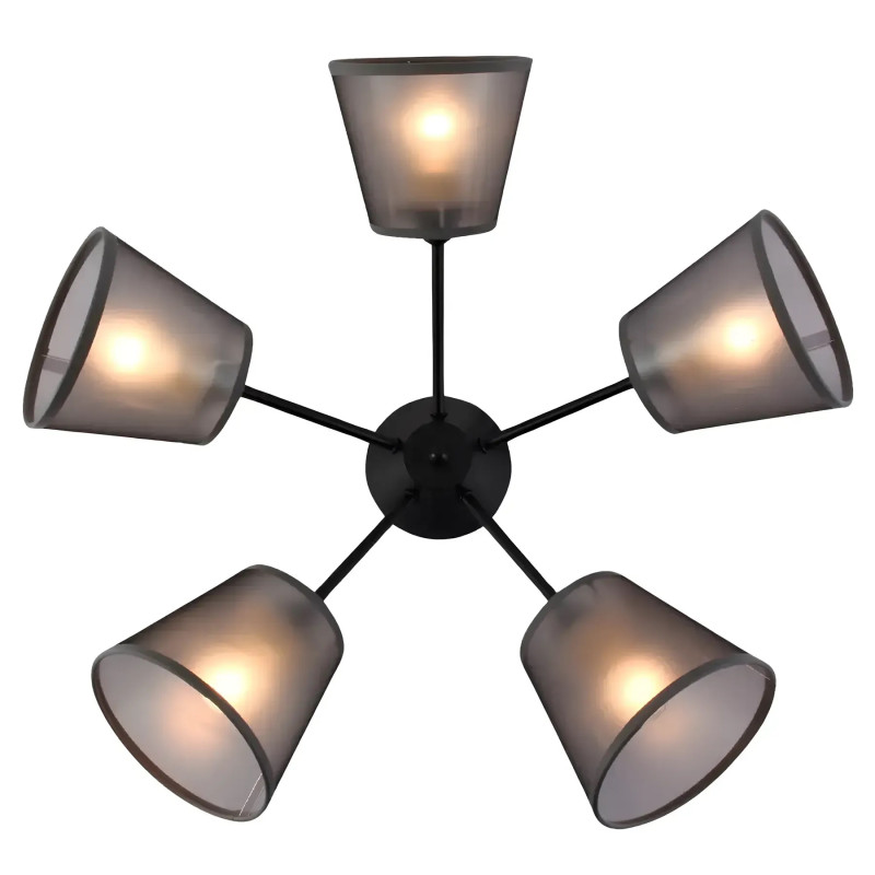 Потолочная люстра VALESO на пять текстильных плафонов под лампу Е27 черная IP20 V XA1460/5 BK