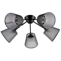 Стельова люстра VALESO на п'ять текстильних плафонів під лампу Е27 чорна IP20 V XA1460/5 BK