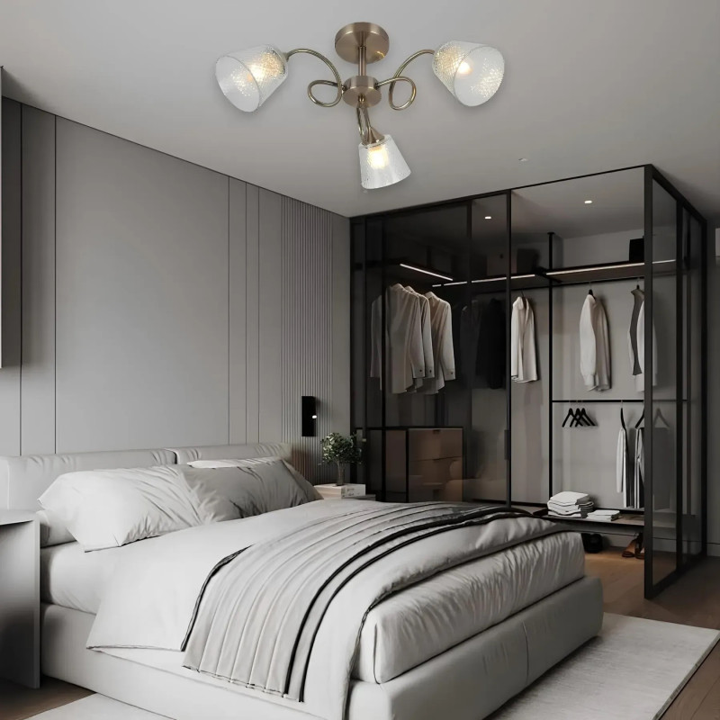 Стельова люстра VALESO на три рельєфні плафони під лампу Е27 бронзова IP20 V XA1423/3