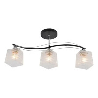 Потолочная люстра Valeso на три плафона в полоску под лампу Е27 черная/хром IP20 V XA1530B/3 BK+CR