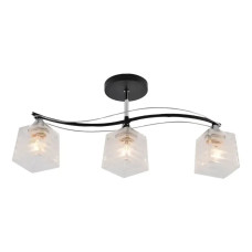 Потолочная люстра Valeso на три плафона в полоску под лампу Е27 черная/хром IP20 V XA1530B/3 BK+CR