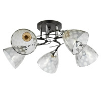 Стельова люстра з візерунком у горошок Interees на п'ять плафонів під лампу Е27 6106-5 BK+CR