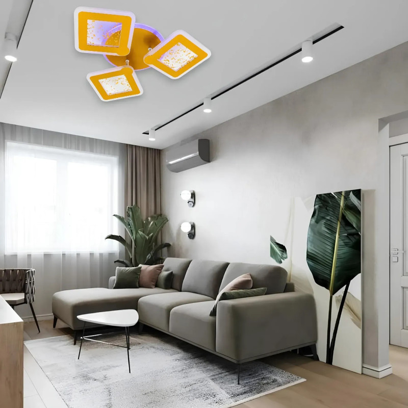 Люстра світлодіодна LED стельова Valeso V K39977-3+1 GD з пультом 60W