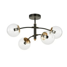 Потолочная люстра Interees на четыре сферических плафона под лампу Е27 черная/золото V 70275-2+2 BK+FG
