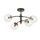 Стельова люстра Interees на чотири сферичних плафона під лампу Е27 чорна/золото V 70275-2+2 BK+FG