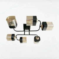 Потолочная люстра Interees на шесть квадратных плафонов под лампу Е27 черная/золото V 70197-6 BK+FG