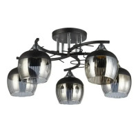 Потолочная люстра Interees на пять круглых плафонов под лампу Е27 черная/хром IP20 V 5004-5 BK+CR