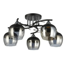 Потолочная люстра Interees на пять круглых плафонов под лампу Е27 черная/хром IP20 V 5004-5 BK+CR