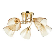 Потолочная люстра Interees на пять плафонов в полоску под лампу Е27 золото IP20 V 6123-5 FG