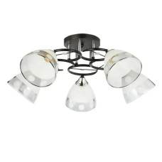 Потолочная люстра Interees на пять плафонов в горошек под лампу Е27 черная/хром IP20 V 6116-5 BK+CR