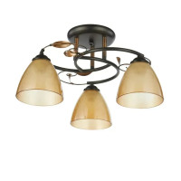 Стельова люстра Interees на три плафони зі скла під лампу Е27 чорна/бронза IP20 V 70233-3 BK+BG