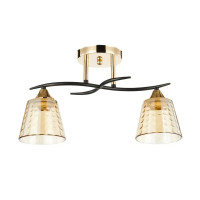 Стельова люстра Interees 240W з двома скляними плафонами під лампу Е27 чорна/золота IP20 V 6099-2 FG+BK