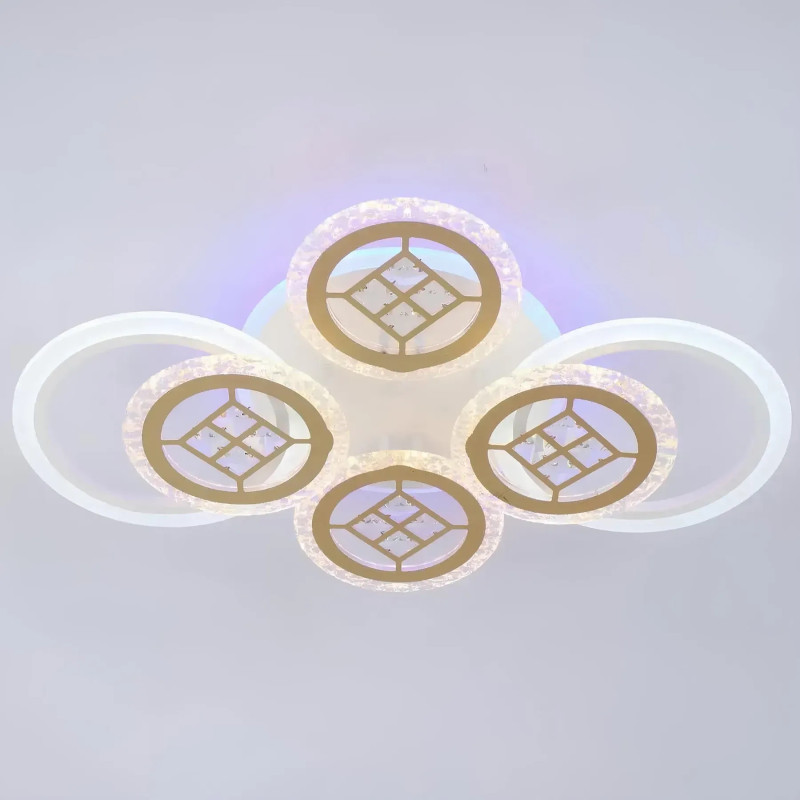 Люстра світлодіодна LED стельова Valeso V K39928-4+2+1 WT+gold з пультом 124W