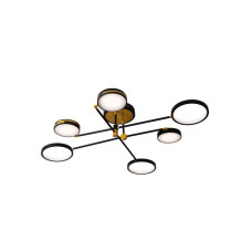 Потолочная LED люстра 116W с пультом VALESO на шесть плафонов 3000-6000К черно-золотая V LJ-4012 GD+BK