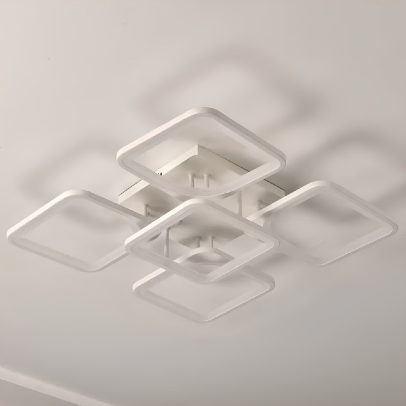 Потолочная LED люстра 146W с пультом VALESO с квадратными плафонами 3000-6000К белая IP20 V L6108-5 WT