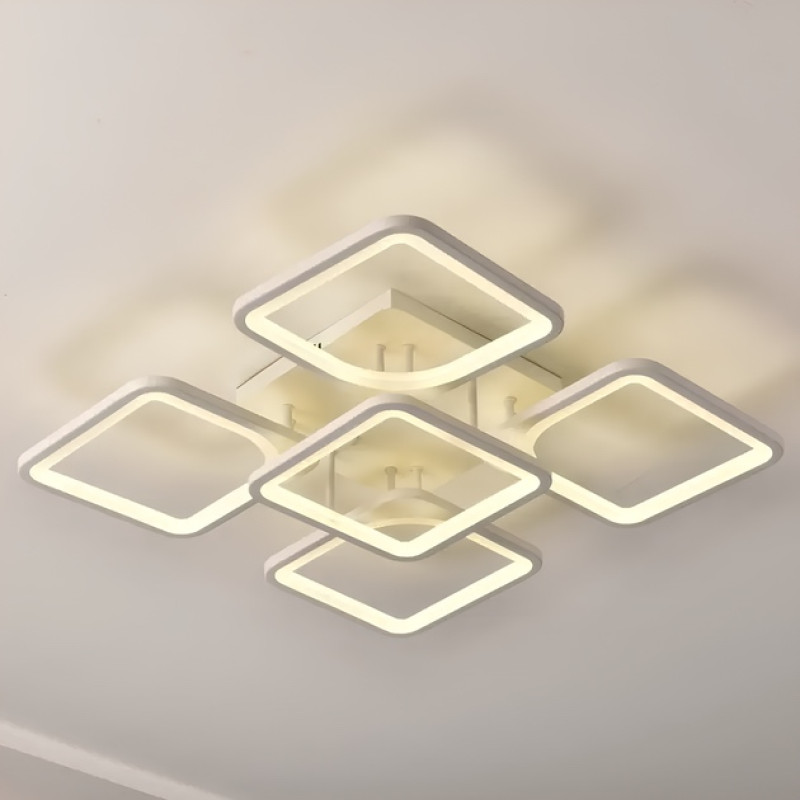 Потолочная LED люстра 146W с пультом VALESO с квадратными плафонами 3000-6000К белая IP20 V L6108-5 WT