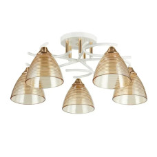 Потолочная люстра Interees на пять коричневых плафонов под лампу Е27 белая/золото IP20 V 5007-5 WH+FG