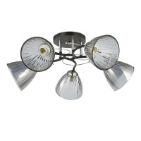 Потолочная люстра Interees на пять затемненных плафонов под лампу Е27 черная/хром IP20 V 6223-5 BK+CR