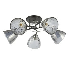 Потолочная люстра Interees на пять затемненных плафонов под лампу Е27 черная/хром IP20 V 6223-5 BK+CR