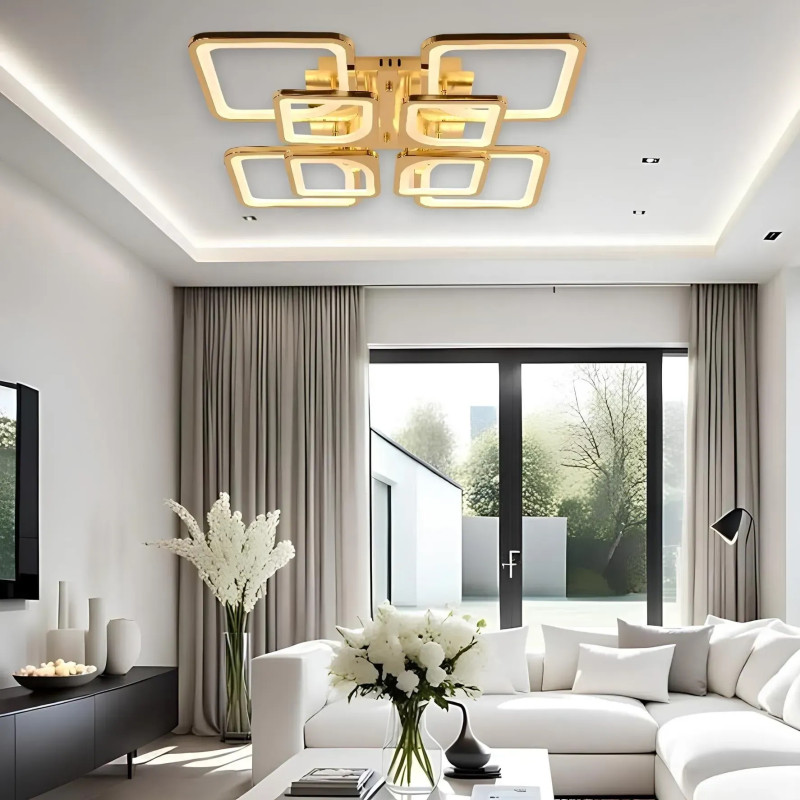 Люстра світлодіодна LED стельова Valeso V K39047-4+4 GD з пультом 280W