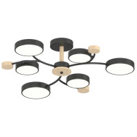 Люстра світлодіодна LED стельова Valeso V XI3336-6 BK+WOOD 90W