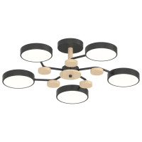 Люстра светодиодная LED потолочная Valeso V XI3310-5 BK+WOOD 90W