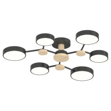 Люстра світлодіодна LED стельова Valeso V XI3313-6 BK+WOOD 90W