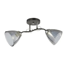 Потолочная люстра Interees на два дымчатых плафона под лампу Е27 черная/хром IP20 V 6223-2 BK+CR