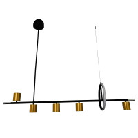 Подвесная светодиодная люстра 38W Sirius на пять плафонов и Led кольцом черно-золотая V LJ-1024 GD+BK