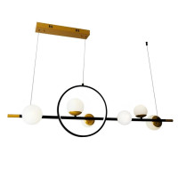 Подвесная светодиодная люстра 66W VALESO на семь акриловых золотых плафонов IP20 V LJ-1025 GD