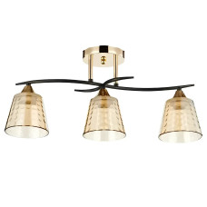 Потолочная люстра Interees с металлическим каркасом под три лампы Е27 черная/золотая IP20 V 6099-3 FG+BK