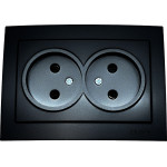 Розетка двухместная б/з NILSON Touran черная матовая 24381024