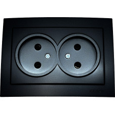 Розетка двухместная б/з NILSON Touran черная матовая 24381024