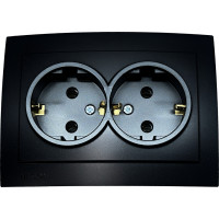 Розетка двухместная с/з NILSON Touran черная матовая 24381025