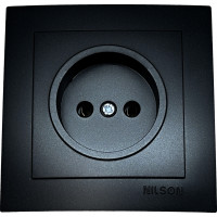 Розетка одинарна б/з NILSON Touran чорна матова 24381015