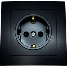 Розетка одинарная с/з NILSON Touran черная матовая 24381017