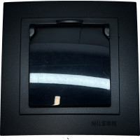 Розетка одинарная с/з с крышкой NILSON Touran черная матовая 24381018