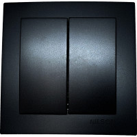 Выключатель двухклавишный NILSON Touran черный матовый 24381003