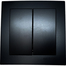 Выключатель двухклавишный NILSON Touran черный матовый 24381003