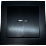 Выключатель двухклавишный с подсветкой NILSON Touran черный матовый 24381004