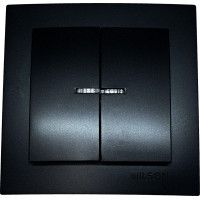 Выключатель двухклавишный с подсветкой NILSON Touran черный матовый 24381004