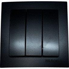 Выключатель трехклавишный NILSON Touran черный матовый 24381007