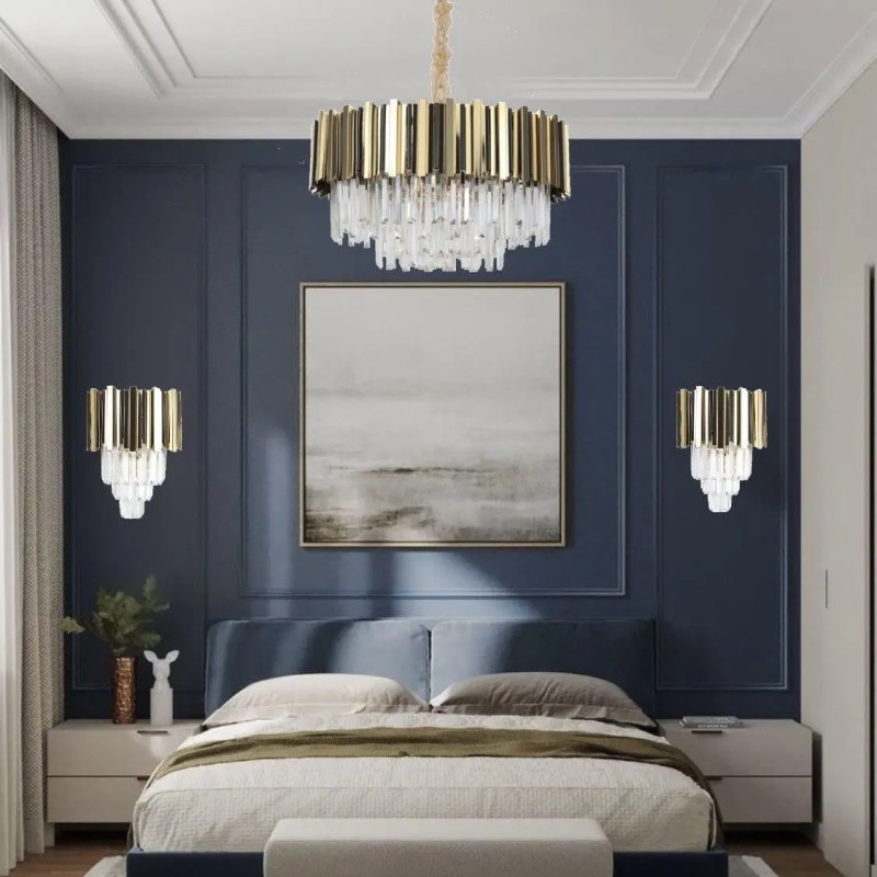 Бра настенная Sirius с хрустальными подвесками под лампу Е14 бронзовая IP20 Ш 5043/2