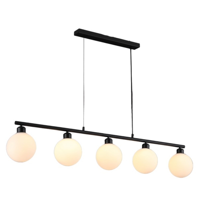 Люстра підвісна з металевим каркасом VALESO на п'ять плафонів під лампу Е27 IP20 V GLD-23972/5 black 60W