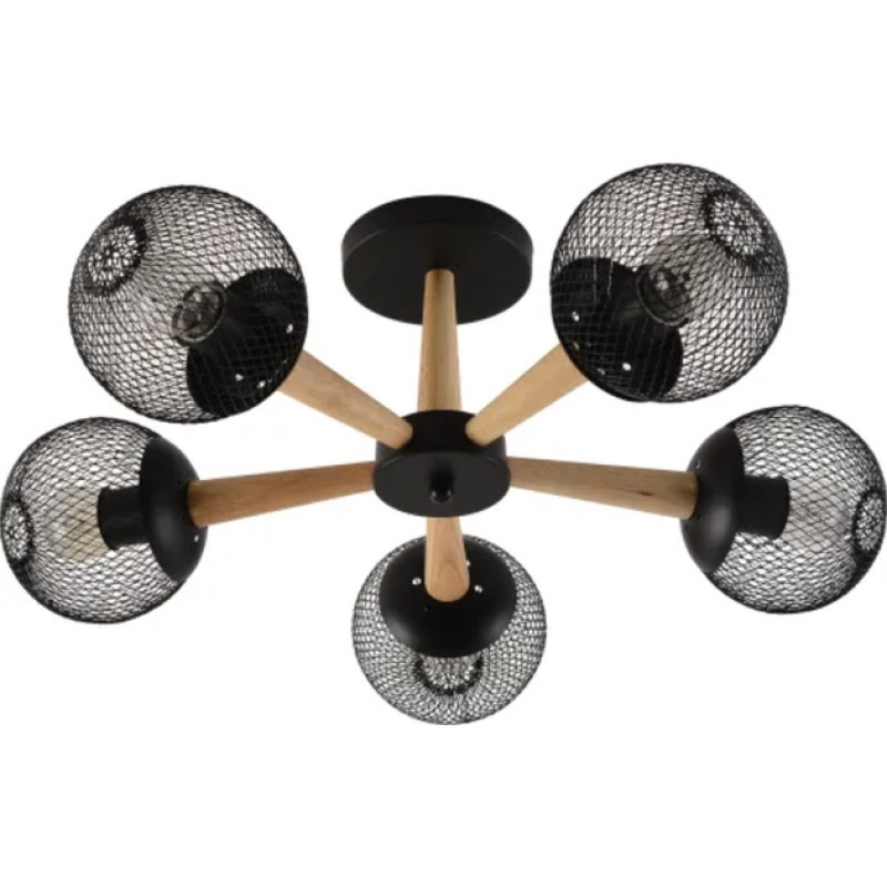 Люстра декоративная потолочная на 5 плафонов V XA1565B-5 BK+WOOD